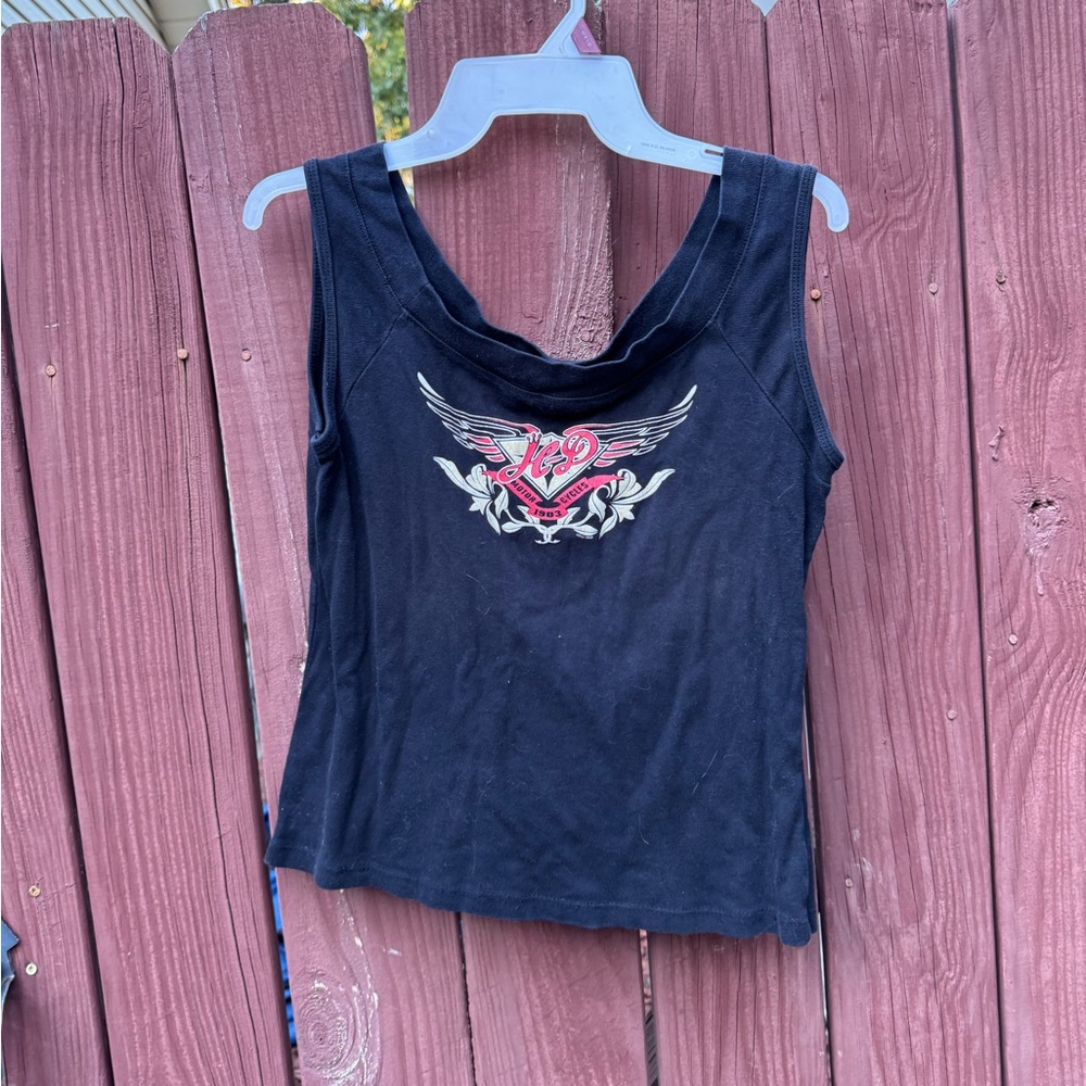 Harley-Davidson Black Tank Top with Red and White Graphic
